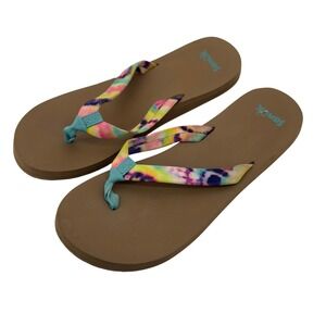 Sanuk Ashland Tie Dye Turquoise Flip Flops Women 11‎ Thong Sandals Summer Comfy